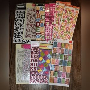 Lot of NEW Scrapbook Sticker Alphabet Letters - Colorful, Glitter, Gems and more